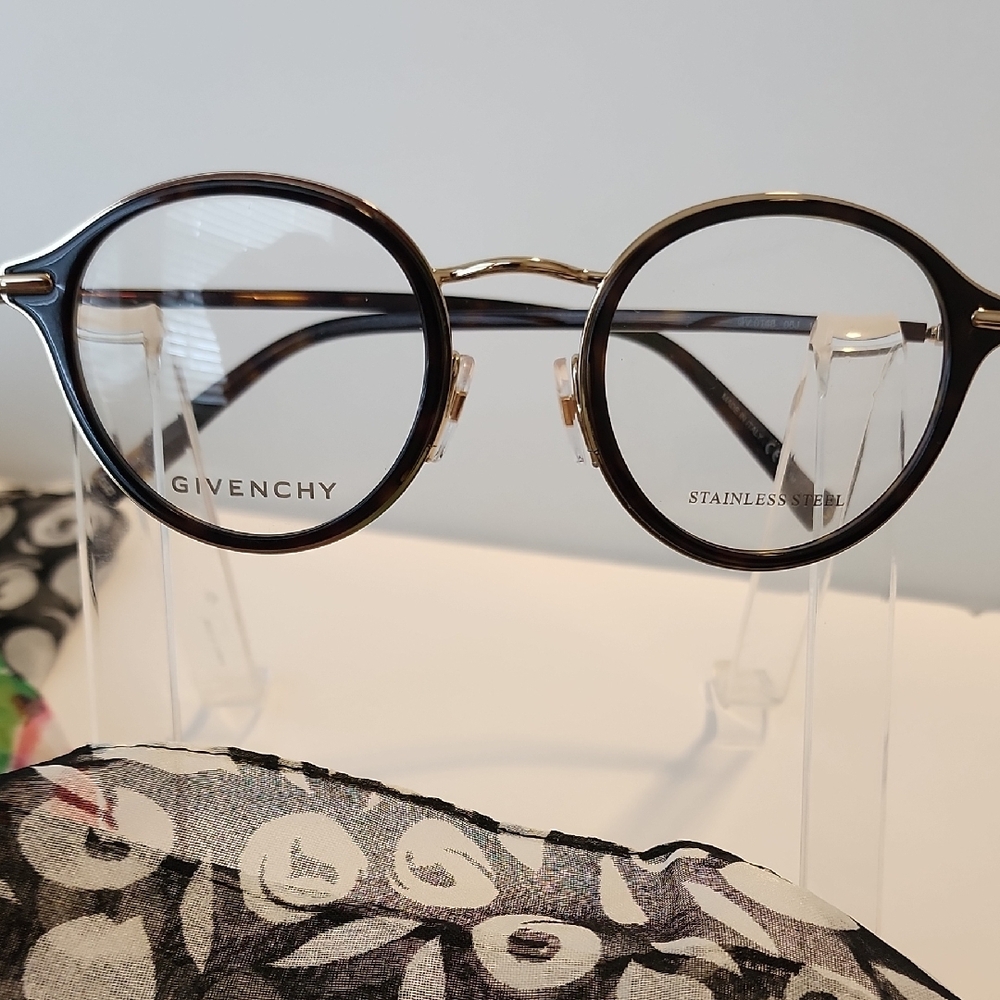 Givenchy Black Round Glasses with Silver Accents - Picture 4 of 9
